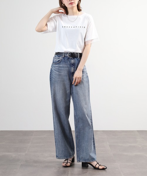 A.N.L（エーエヌエル　レーベル）の「A.N.L チュール使いシンプルロゴ半袖Tシャツ（Tシャツ/カットソー・レディース・グレイッシュベージュ/オフホワイト・38）」の8枚目の写真