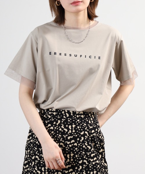 A.N.L（エーエヌエル　レーベル）の「A.N.L チュール使いシンプルロゴ半袖Tシャツ（Tシャツ/カットソー・レディース・グレイッシュベージュ/オフホワイト・38）」の18枚目の写真