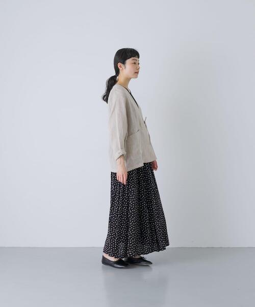 かぐれ（カグレ）の「リネンカシュクールカーディガンジャケット（ノーカラージャケット・レディース・ネイビー/ナチュラル・FREE）」の5枚目の写真
