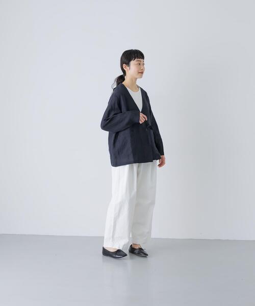 かぐれ（カグレ）の「リネンカシュクールカーディガンジャケット（ノーカラージャケット・レディース・ネイビー/ナチュラル・FREE）」の15枚目の写真