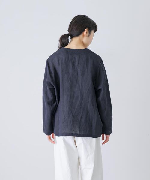 かぐれ（カグレ）の「リネンカシュクールカーディガンジャケット（ノーカラージャケット・レディース・ネイビー/ナチュラル・FREE）」の18枚目の写真