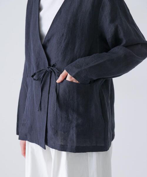 かぐれ（カグレ）の「リネンカシュクールカーディガンジャケット（ノーカラージャケット・レディース・ネイビー/ナチュラル・FREE）」の19枚目の写真