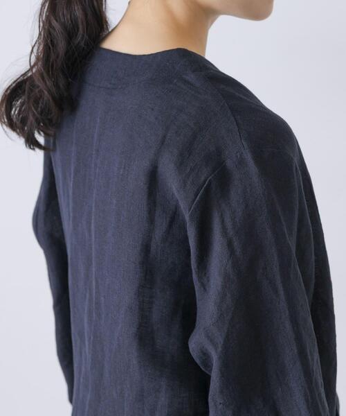 かぐれ（カグレ）の「リネンカシュクールカーディガンジャケット（ノーカラージャケット・レディース・ネイビー/ナチュラル・FREE）」の20枚目の写真