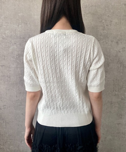 Mejoul（メジュール）の「【26年春夏新作】【BEVERLY HILLS POLO CLUB】ワンポイント刺繍 半袖ケーブル編みサマーニット（ニット/セーター・レディース・イエロー/アイボリー/ブルー・F）」の21枚目の写真