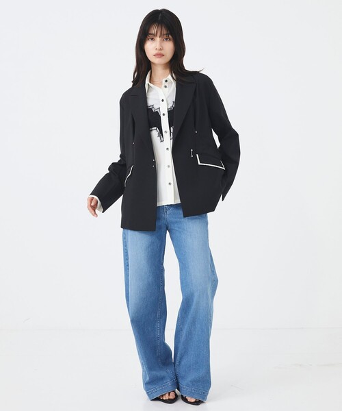 UNITED TOKYO（ユナイテッドトウキョウ）の「【マルチ残りわずか！】カシメタックマチジャケット｜ウォッシャブル/セットアップ/オフィスカジュアル/オケージョン/防シワ/春服（テーラードジャケット・レディース・ベージュ/ブラック/マルチ・1/2）」の5枚目の写真