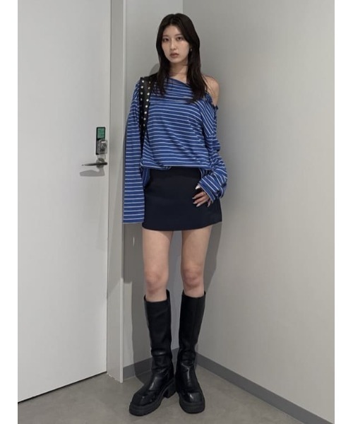 SLY（スライ）の「SUMMER BELTED SKORT サマーベルテッドスコート 春服 夏服（スカート・レディース・カーキ/ネイビー・2/1）」の20枚目の写真