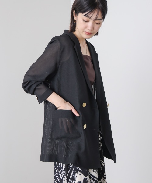 Bou Jeloud（ブージュルード）の「メッシュダブルジャケット（テーラードジャケット・レディース・ブラウン/ブラック・38）」の5枚目の写真