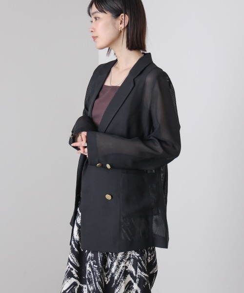 Bou Jeloud（ブージュルード）の「メッシュダブルジャケット（テーラードジャケット・レディース・ブラウン/ブラック・38）」の7枚目の写真