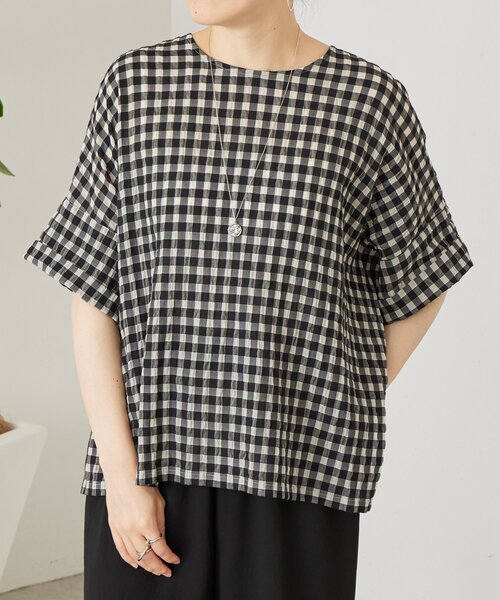 BEARDSLEY（ビアズリー）の「シアーギンガム前後ブラウス（シャツ/ブラウス・レディース・ブラック系その他/ブラック・FREE）」の6枚目の写真