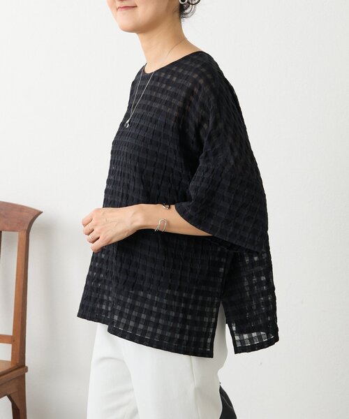 BEARDSLEY（ビアズリー）の「シアーギンガム前後ブラウス（シャツ/ブラウス・レディース・ブラック系その他/ブラック・FREE）」の16枚目の写真