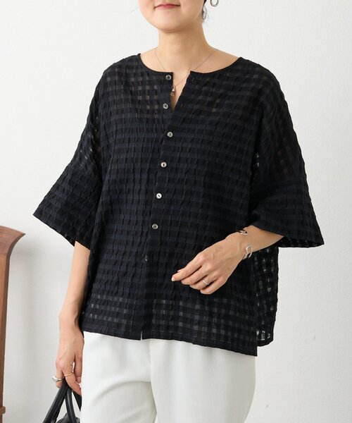 BEARDSLEY（ビアズリー）の「シアーギンガム前後ブラウス（シャツ/ブラウス・レディース・ブラック系その他/ブラック・FREE）」の21枚目の写真