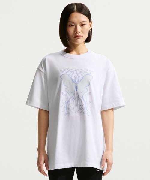 NIKE（ナイキ）の「ナイキ NIKE ナイキ   NSW OS S/S Tシャツ CTFM（Tシャツ/カットソー・レディース・ホワイト/ブルー・L/S/M/XL）」の2枚目の写真