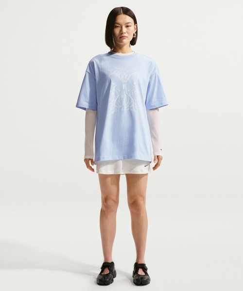 NIKE（ナイキ）の「ナイキ NIKE ナイキ   NSW OS S/S Tシャツ CTFM（Tシャツ/カットソー・レディース・ホワイト/ブルー・L/S/M/XL）」の5枚目の写真