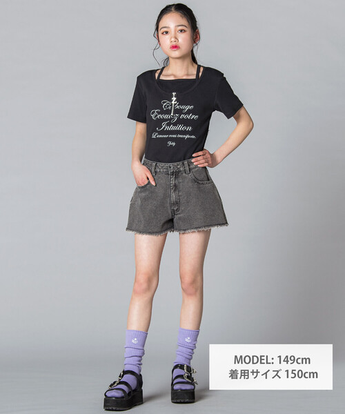 ZIDDY(ジディ)の「【 ニコ☆プチ 】ハーフジップレイヤード風半袖Tシャツ(130~160cm)(Tシャツ/カットソー・キッズ・ブラック/オフホワイト・140cm/FREE/150cm/130cm)」の5枚目の写真
