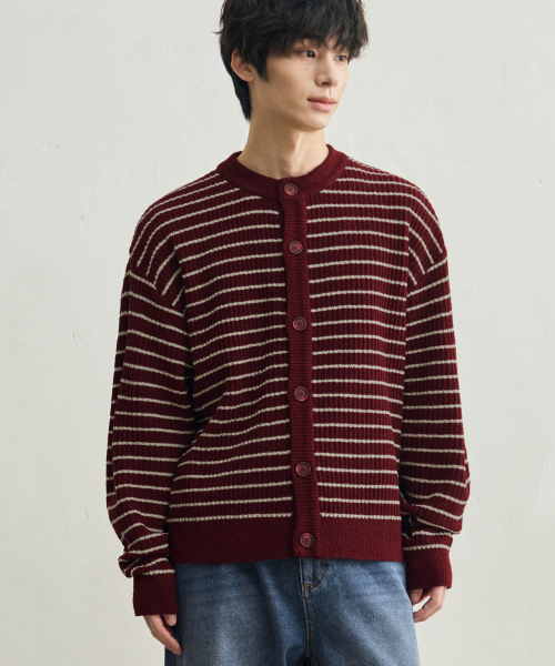ROTEMBER（ローテンバー）の「ローストライプクロップニットカーディガン[レッド]（カーディガン/ボレロ・メンズ・その他・MEDIUM/LARGE/X-LARGE）」の3枚目の写真