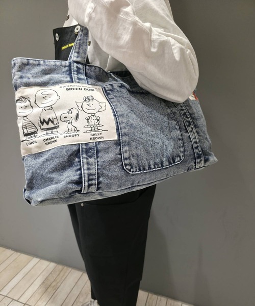 スヌーピー【SNOOPY】デニム トートバック（ショルダーバッグ