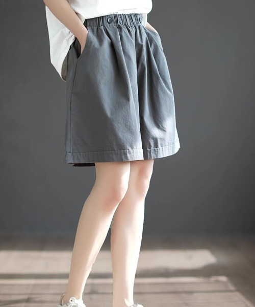 mielu(ミエル)の「ウエストゴムルーズハーフパンツ 春夏《レディース/カジュアル/ショート/ミニ/チノ》(その他パンツ・レディース・アイボリー/グレー/ベージュ/ブラック・MEDIUM/LARGE)」の14枚目の写真