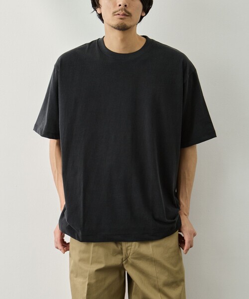 ATON(エイトン)の「【ATON/エイトン】AGING FRESCA PLATE LOOSE FIT T-SHIRT(Tシャツ/カットソー・メンズ・ダークグレー・4/6)」の1枚目の写真