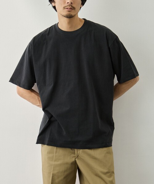 ATON(エイトン)の「【ATON/エイトン】AGING FRESCA PLATE LOOSE FIT T-SHIRT(Tシャツ/カットソー・メンズ・ダークグレー・4/6)」の2枚目の写真