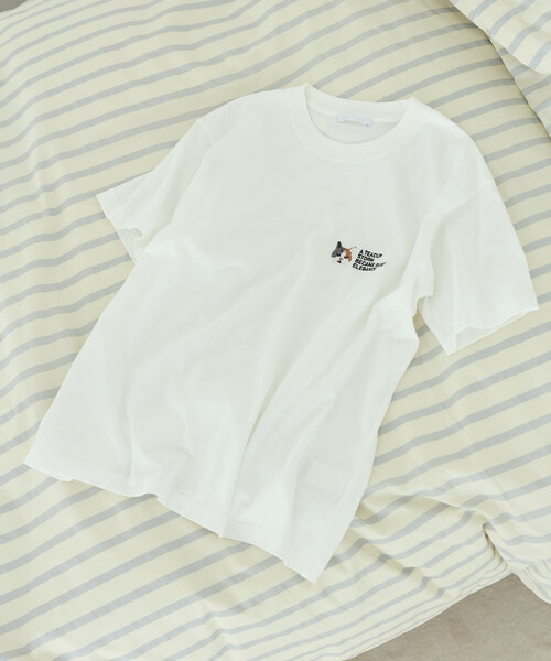 Firsthand(ファーストハンド)の「Firsthand/ファーストハンド オーガニックコットン ワンポイント アニマル 刺繍 Tシャツ(Tシャツ/カットソー・レディース・チャコールグレー/ブラウン/ホワイト・FREE)」の5枚目の写真