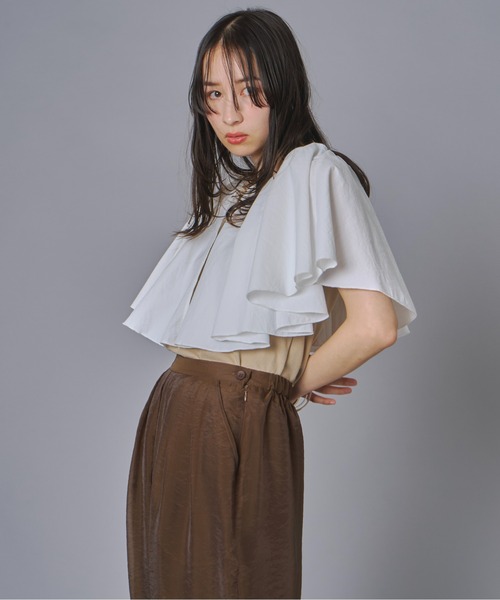 terrace(テラス)の「ケープドッキングリブトップ(Tシャツ/カットソー・レディース・ホワイト/オレンジ/ベージュ/ブラック・FREE)」の10枚目の写真