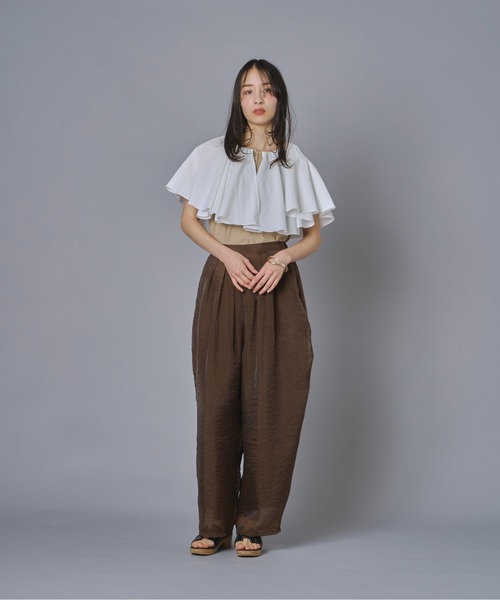 terrace(テラス)の「ケープドッキングリブトップ(Tシャツ/カットソー・レディース・ホワイト/オレンジ/ベージュ/ブラック・FREE)」の14枚目の写真