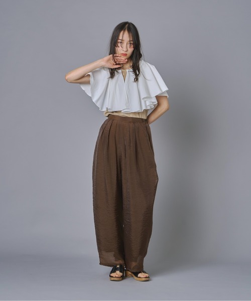 terrace(テラス)の「ケープドッキングリブトップ(Tシャツ/カットソー・レディース・ホワイト/オレンジ/ベージュ/ブラック・FREE)」の16枚目の写真