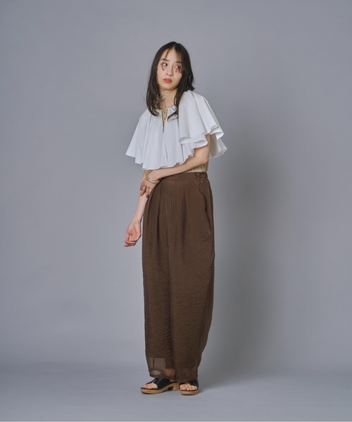 terrace(テラス)の「ケープドッキングリブトップ(Tシャツ/カットソー・レディース・ホワイト/オレンジ/ベージュ/ブラック・FREE)」の17枚目の写真