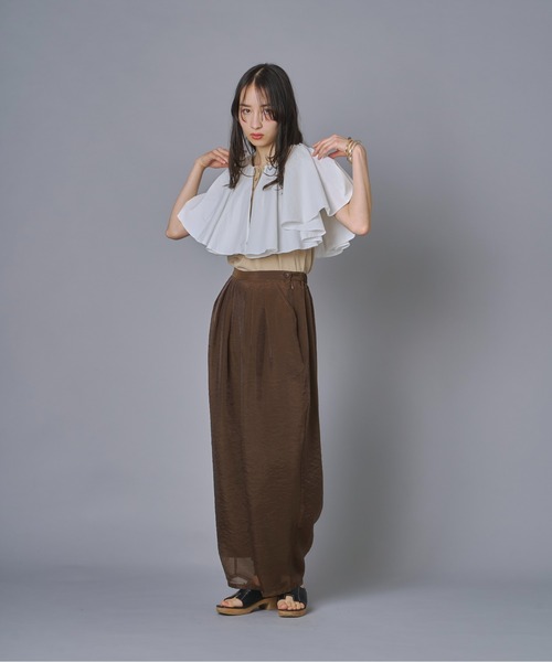terrace(テラス)の「ケープドッキングリブトップ(Tシャツ/カットソー・レディース・ホワイト/オレンジ/ベージュ/ブラック・FREE)」の19枚目の写真