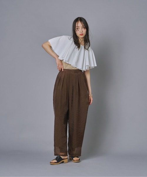 terrace(テラス)の「ケープドッキングリブトップ(Tシャツ/カットソー・レディース・ホワイト/オレンジ/ベージュ/ブラック・FREE)」の18枚目の写真