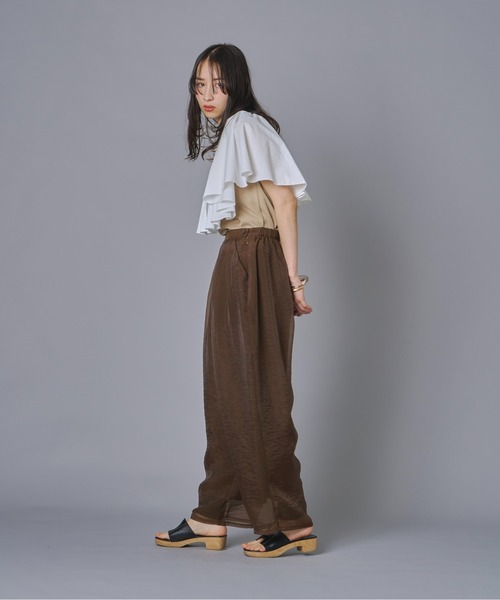 terrace(テラス)の「ケープドッキングリブトップ(Tシャツ/カットソー・レディース・ホワイト/オレンジ/ベージュ/ブラック・FREE)」の20枚目の写真
