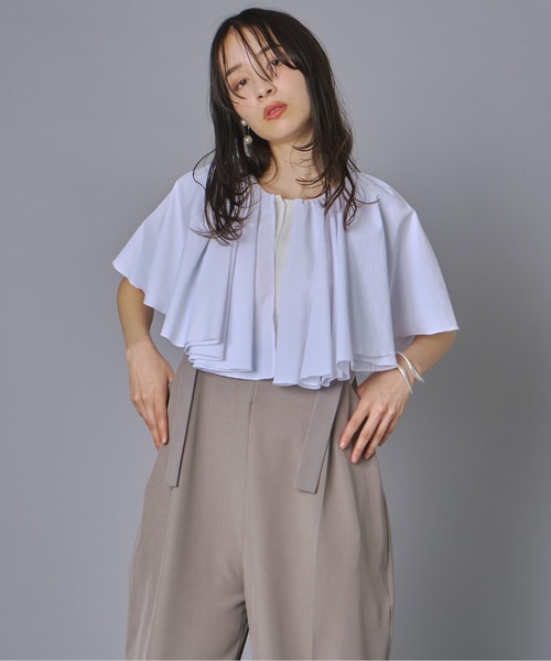 terrace(テラス)の「ケープドッキングリブトップ(Tシャツ/カットソー・レディース・ホワイト/オレンジ/ベージュ/ブラック・FREE)」の22枚目の写真