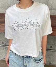 ラインストーンロゴ クロップドTシャツ