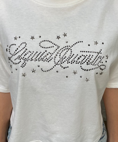 ROGER AND RAW(ロジャーアンドロウ)の「ラインストーンロゴ クロップドTシャツ(Tシャツ/カットソー・レディース・ホワイト/チャコールグレー/霜降りグレー・FREE)」の20枚目の写真