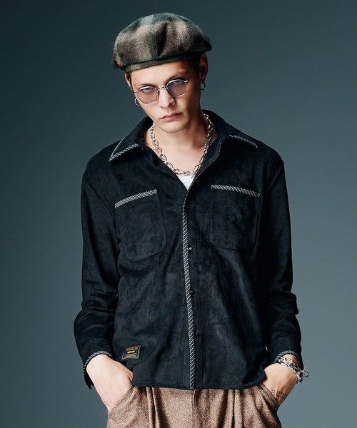 glamb(グラム)の「Velour Pajamas Shirt / ベロアパジャマシャツ(シャツ/ブラウス・メンズ・ブラック/カーキ・S/M/L)」の1枚目の写真