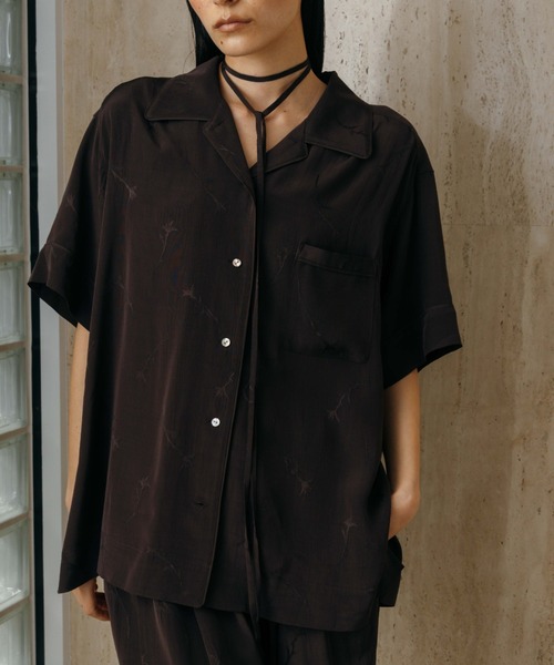 CREDONA（クレドナ）の「SATIN JQ SHIRTS/サテンジャガードシャツ（シャツ/ブラウス・レディース・アイボリー/ブラウン・FREE）」の21枚目の写真
