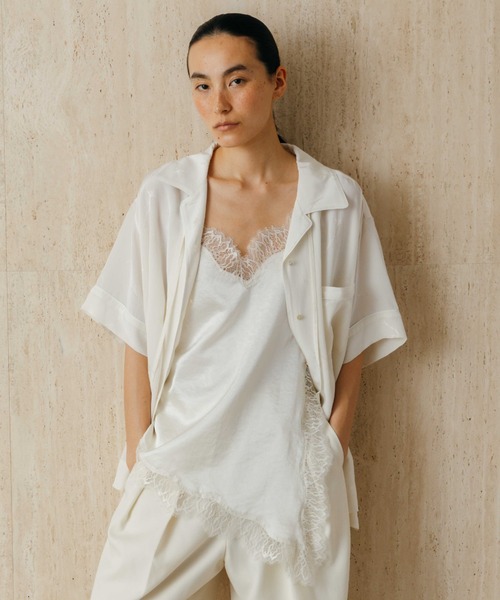 CREDONA（クレドナ）の「SATIN JQ SHIRTS/サテンジャガードシャツ（シャツ/ブラウス・レディース・アイボリー/ブラウン・FREE）」の22枚目の写真