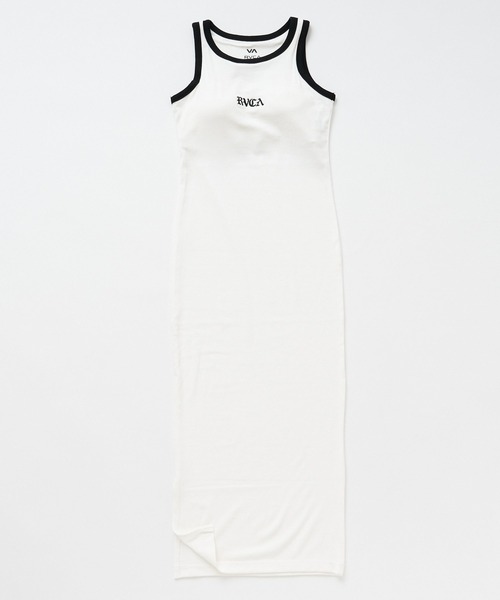 RVCA(ルーカ)の「RVCA ウィメンズ OLD ENGLISH RIB TANK DRESS ワンピース 【2026年春夏モデル】(ワンピース・レディース・ホワイト/ブラック・MEDIUM)」の1枚目の写真