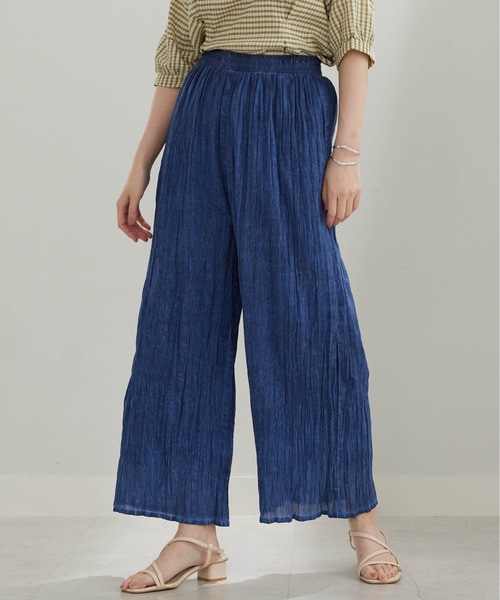 BELLUNA PLUS(ベルーナ)の「<INDIA>デニム調ワイドパンツ(その他パンツ・レディース・ネイビー/ブルー・MEDIUM/LARGE/X-LARGE)」の1枚目の写真