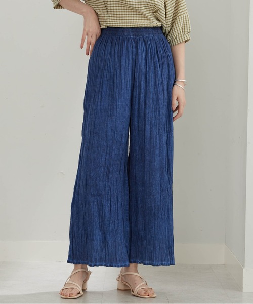 BELLUNA PLUS(ベルーナ)の「<INDIA>デニム調ワイドパンツ(その他パンツ・レディース・ネイビー/ブルー・MEDIUM/LARGE/X-LARGE)」の4枚目の写真