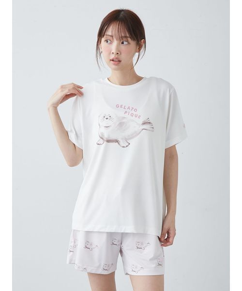 ONLINE限定】【接触冷感】シーアニマル柄ワンポイントTシャツ&ショート