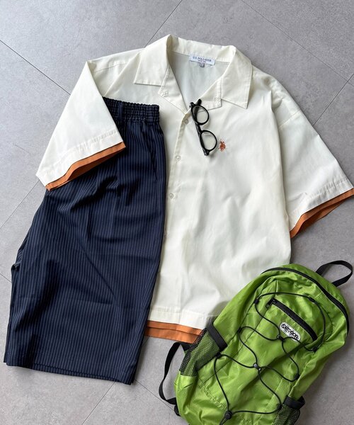 U.S. POLO ASSN.(ユーエスポロアッスン)の「【U.S. POLO ASSN.】フェイクレイヤー半袖シャツ(シャツ/ブラウス・メンズ・ブラウン/サックスブルー/アイボリー・MEDIUM/LARGE)」の2枚目の写真