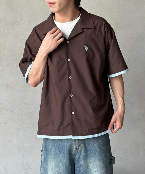 U.S. POLO ASSN.(ユーエスポロアッスン)の「【U.S. POLO ASSN.】フェイクレイヤー半袖シャツ(シャツ/ブラウス・メンズ・ブラウン/サックスブルー/アイボリー・MEDIUM/LARGE)」の22枚目の写真