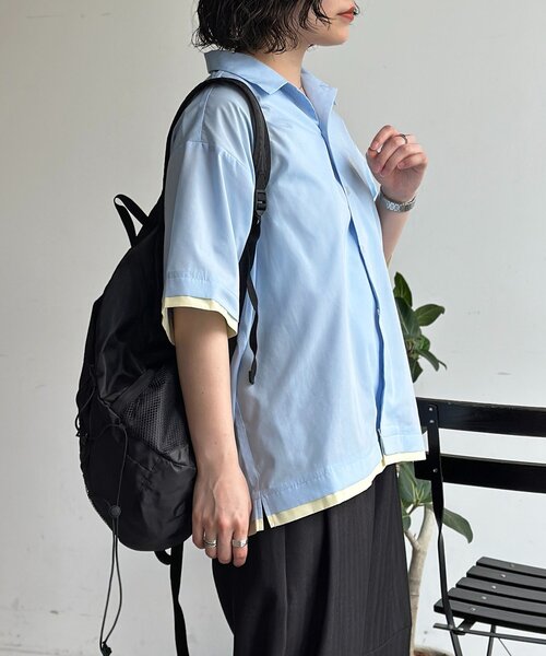 U.S. POLO ASSN.(ユーエスポロアッスン)の「【U.S. POLO ASSN.】フェイクレイヤー半袖シャツ(シャツ/ブラウス・メンズ・ブラウン/サックスブルー/アイボリー・MEDIUM/LARGE)」の6枚目の写真