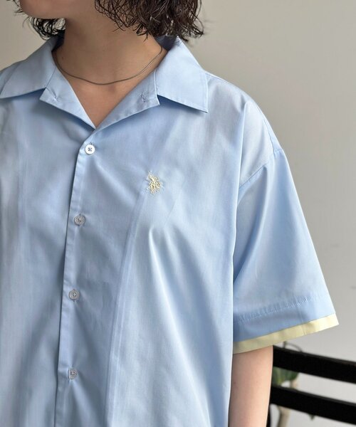 U.S. POLO ASSN.(ユーエスポロアッスン)の「【U.S. POLO ASSN.】フェイクレイヤー半袖シャツ(シャツ/ブラウス・メンズ・ブラウン/サックスブルー/アイボリー・MEDIUM/LARGE)」の4枚目の写真