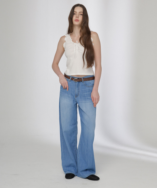 BUTTON UP（ボタンアップ）の「クラシックウォッシュドワイドデニムパンツ（ブルー）（デニムパンツ・レディース・その他・SMALL/MEDIUM/LARGE）」の4枚目の写真