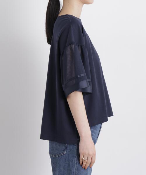NANO universe(ナノユニバース)の「チュールスリーブスムースカットソー(Tシャツ/カットソー・レディース・オフホワイト/ネイビー/グレー・FREE)」の7枚目の写真