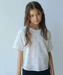 green label relaxing（グリーンレーベルリラクシング）の「ハート柄 ドライ ワッフル Tシャツ   キッズ 110cm-160cm（Tシャツ/カットソー）」