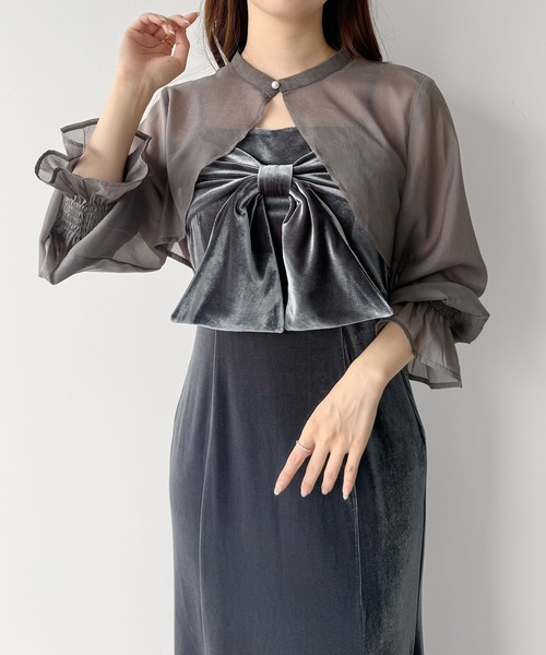 mipiarl(ミピアール)の「シアーボレロ+ベロアリボンマーメイドキャミワンピースset(ワンピース・レディース・ブラック/ブルーグレー/ブラウン・SMALL/MEDIUM/LARGE)」の12枚目の写真