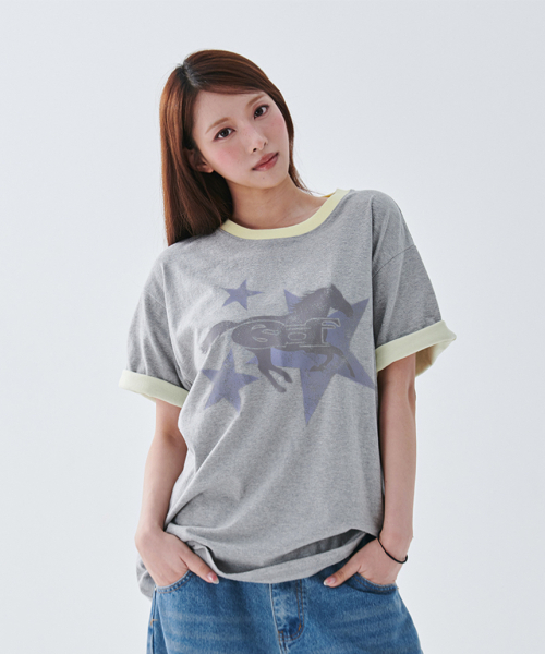 ESCAPEFROM（エスケープフロム）の「[ESCF x ホットトゥデイ] ローンスターホース ロールアップポイント半袖Tシャツ グレー（Tシャツ/カットソー・レディース・その他・SMALL/MEDIUM/LARGE）」の4枚目の写真